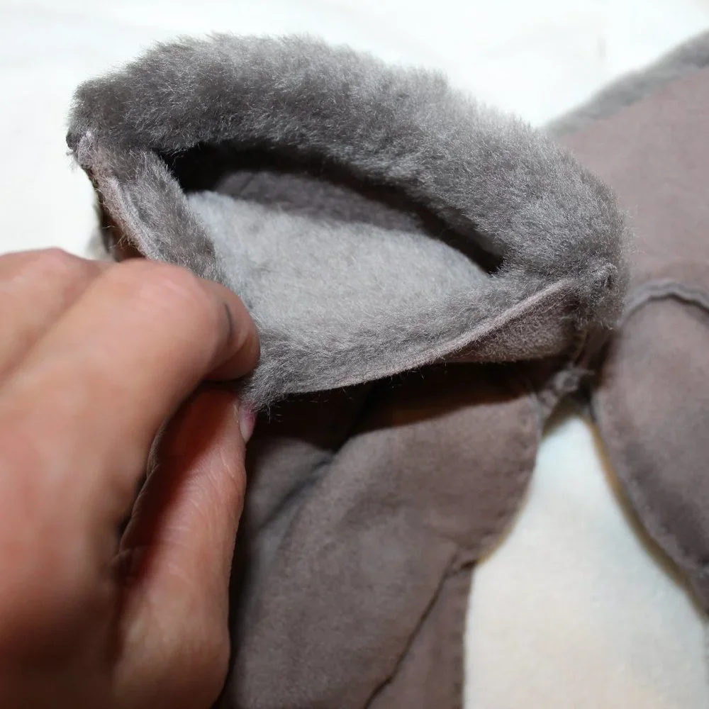 NWT UGG WOMEN'S SUEDE SHEARLING GLOVES GRAY M‎